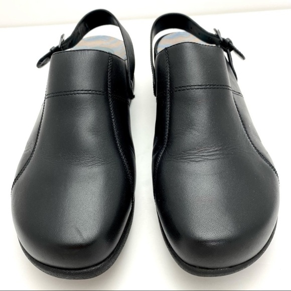 Dansko Leather lightweight Slingback Professional Clogs in Black - Picture 3 of 11